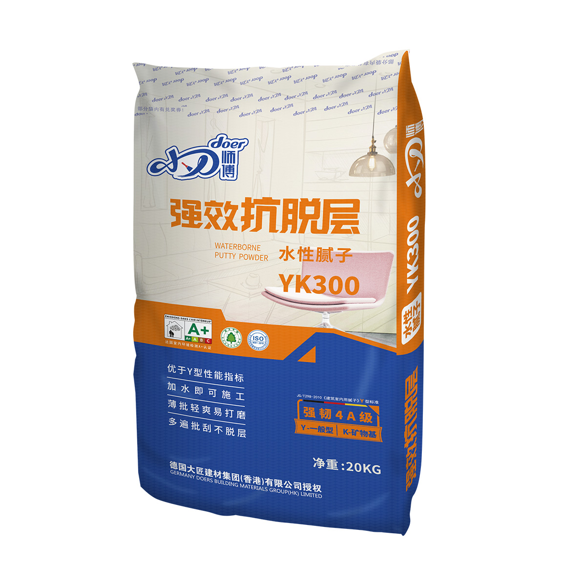 小刀师傅强效抗脱层YK300水性腻子